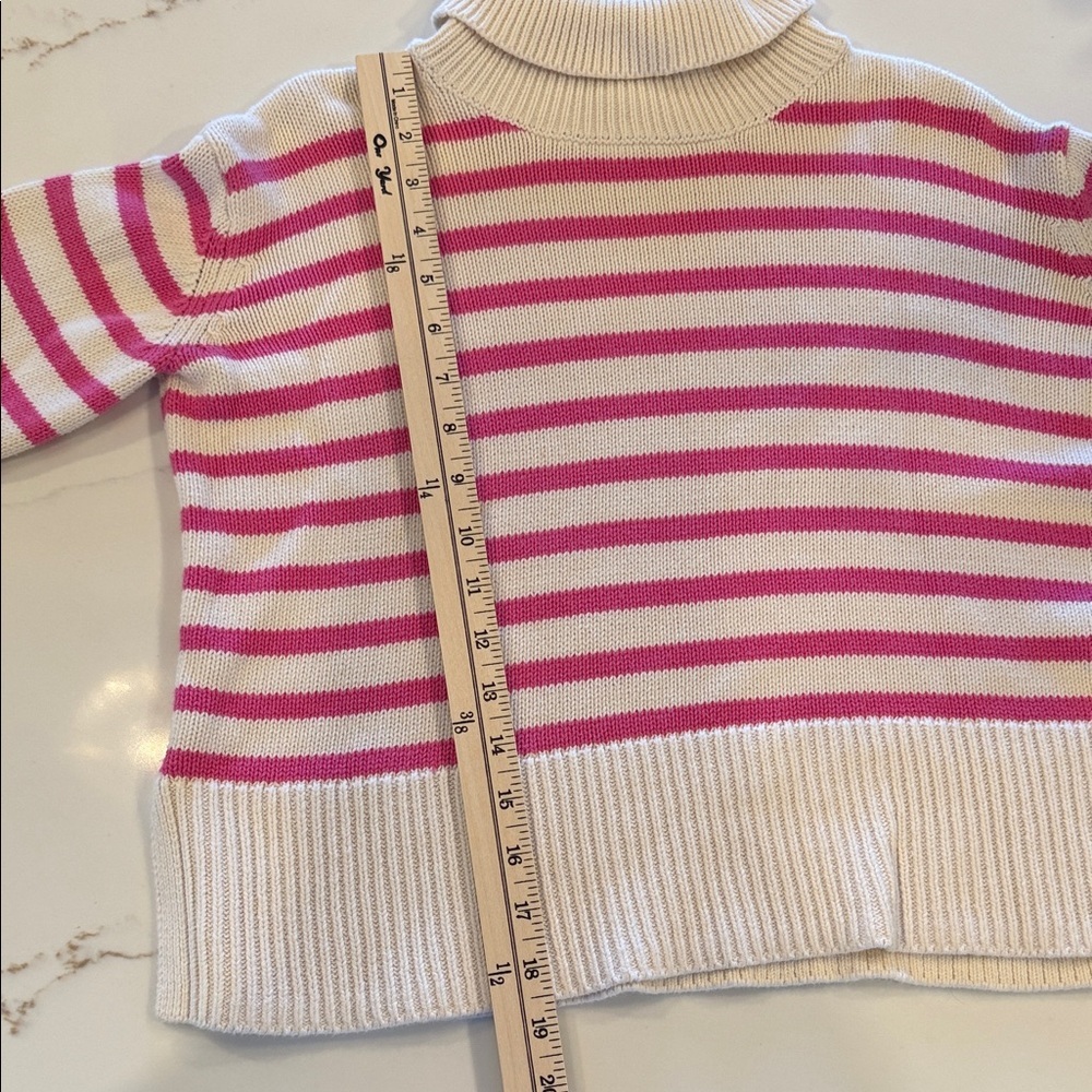 GAP Kids Pink and Cream Striped Turtleneck Sweater Size L - Picture 4 of 4